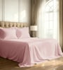 Light Pink Solid 800 TC Cotton Super King Sized Bedsheet with 4 Pillow Covers