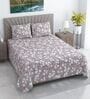 Light Purple Floral 280 TC Cotton Double Queen Size Bedsheet With 2 Pillow Covers