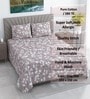 Light Purple Floral 280 TC Cotton Double Queen Size Bedsheet With 2 Pillow Covers