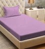 Light Purple Solid 300 TC Cotton Blend Single Bedsheet with Pillow Cover
