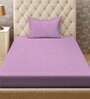 Light Purple Solid 300 TC Cotton Blend Single Bedsheet with Pillow Cover
