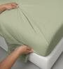 Light Sage Solid 400 TC Cotton King Sized Bedsheet with 2 Pillow Covers
