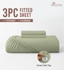 Light sage Solid 400 TC Cotton Queen Sized Fitted sheet with 2 Pillow Covers