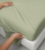 Light Sage Solid 400 TC Cotton Single Sized Bedsheet with 1 Pillow Cover