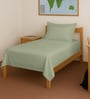 Light Sage Solid 400 TC Cotton Single Sized Bedsheet with 1 Pillow Cover