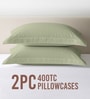 Light sage Solid 400 TC Cotton Standard Sized 2 Pillow Covers
