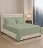 Light sage Solid 400 TC Cotton Super King Sized Bedsheet with 4 Pillow Covers