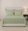 Light sage Solid 400 TC Cotton Super King Sized Bedsheet with 4 Pillow Covers