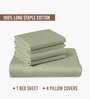 Light sage Solid 400 TC Cotton Super King Sized Bedsheet with 4 Pillow Covers