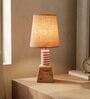 Red Lighthouse Artisan Resin & Wood Table Lamp