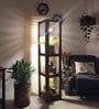 Lighthouse Brown Wooden Shelf Floor Lamp with brown base
