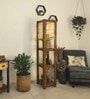 Lighthouse Brown Wooden Shelf Floor Lamp with brown base