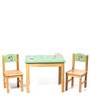 Lil Birds Solid Wood Kids Activity Table in Green Colour with 2 Chair