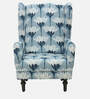 Liliac Fabric Wing Chair in Blue Multiprint Colour