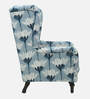Liliac Fabric Wing Chair in Blue Multiprint Colour