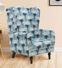 Liliac Fabric Wing Chair in Blue Multiprint Colour