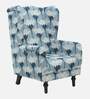 Liliac Fabric Wing Chair in Blue Multiprint Colour