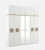 Lilly 6 Door Wardrobe With Loft & Mirror In Kingston White Finish With Locker & Drawer