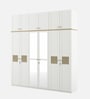 Lilly 6 Door Wardrobe With Loft & Mirror In Kingston White Finish With Locker & Drawer