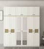Lilly 6 Door Wardrobe With Loft & Mirror In Kingston White Finish With Locker & Drawer