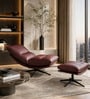 Lily Leatherette Lounge Chair in Tan Colour With Foot Stool And Adjustable gear Back