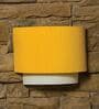 Lily Off White & Yellow Poplin Fabric & Raw Silk  Wall Flush Mount Light
