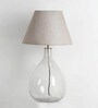 Lima Glass Table Lamp (Clear Glass) with Off- White Cotton Shade