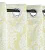 Green Cotton Light Filtering 7 Feet Eyelet Curtain (1 Piece)
