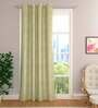Green Cotton Light Filtering 7 Feet Eyelet Curtain (1 Piece)