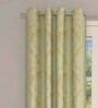 Green Cotton Light Filtering 7 Feet Eyelet Curtain (1 Piece)