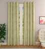 Green Cotton Light Filtering 7 Feet Eyelet Curtain (1 Piece)