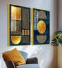 Line Art Golden Shapes Acrylic Framed Art Panel (Set Of 2)