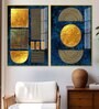 Line Art Golden Shapes Acrylic Framed Art Panel (Set Of 2)