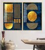 Line Art Golden Shapes Acrylic Framed Art Panel (Set Of 2)