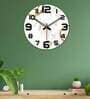 Line Art Rose Flower  Wood Wall Clock In White