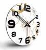 Line Art Rose Flower  Wood Wall Clock In White