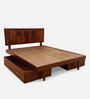 Line Queen Size Bed With Drawer Storage In Honey Finish