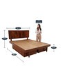 Line Queen Size Bed With Drawer Storage In Honey Finish