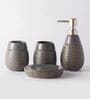 Linear Grey Ceramic (Set of 4) Bath Set