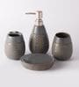 Linear Grey Ceramic (Set of 4) Bath Set