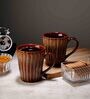 Lined 350Ml Brown Ceramic (Set Of 2 ) Coffee Mug