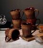 Lined 350Ml Brown Ceramic (Set Of 6 ) Coffee Mug