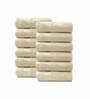 Beige Solid 500 GSM Cotton Face Towels (Set of 12)