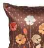 Brown Linen Flower Printed 16X16 Inches 2Pcs Cushion Covers