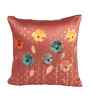 Maroon Linen Flower Printed 16X16 Inches 2Pcs Cushion Covers