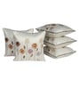 White Linen Flower Printed 16X16 Inches 5Pcs Cushion Covers