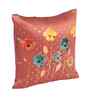 Maroon Linen Flower Printed 16X16 Inches 5Pcs Cushion Covers