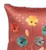 Maroon Linen Flower Printed 16X16 Inches 5Pcs Cushion Covers