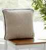 Linen Sand & Ivory 100% Combed Cotton Diamond 18X18 Inches Knitted Cushion Cover With Filler