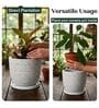 LINO Marble White 12 Inch German Polymer Round Plant Container With Saucer